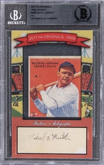 2017 Historic Autographs "HA Originals, 1930s - Series 1" #149 Babe Ruth 1933 Goudey Card and Signed Cut Trading Card (#1/1) – BGS Authentic